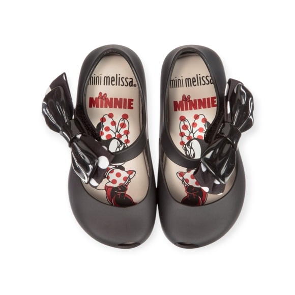 Mini Melissa Other - Mini Melissa 𖠌 Minnie Mouse Disney Ultra Bow Jelly Flat Shoes 𖠌 Black 𖠌 Girls 10